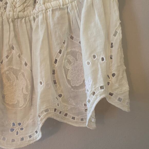 Maeve by Anthropologie Women's size 2 White Janice Embroidered Eyelet Blouse - Picture 6 of 10